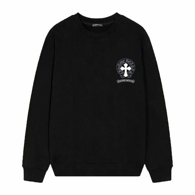 款号D40 Chrome Hearts 克罗心印花圆领毛圈卫衣 面料升级 市场独家款 380克高克重百分百纯棉 提前做过预缩水1×1双纱 男女同款 马蹄印十字架