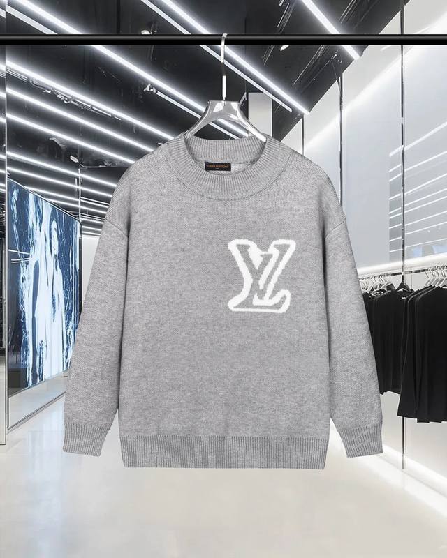 Louis Vuitton 路易威登 圆领套头前后大Logo提花毛衣羊毛衫 进口羊毛混纺面料 全部对色定染含羊毛的棉纱线，柔软亲肤，双层针织很厚实，手感无敌好，