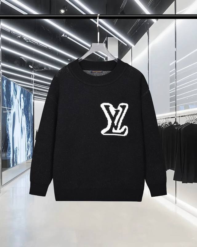 Louis Vuitton 路易威登 圆领套头前后大Logo提花毛衣羊毛衫 进口羊毛混纺面料 全部对色定染含羊毛的棉纱线，柔软亲肤，双层针织很厚实，手感无敌好，