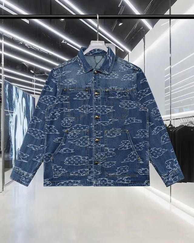 Louis Vuitton 路易威登 Pharrell＊Nigo 25Fw Tyler联名满幅云朵刺绣老花重工提花牛仔外套 驴家轻奢主义 男女日常通勤穿搭必备单
