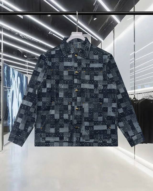 Louis Vuitton 路易威登 25Fw 轻奢主义 驴家 棋盘格老花重工外套 定制亮泽圆顶金属纽扣 男女日常通勤穿搭必备 提花牛仔夹克套装 定织Monog