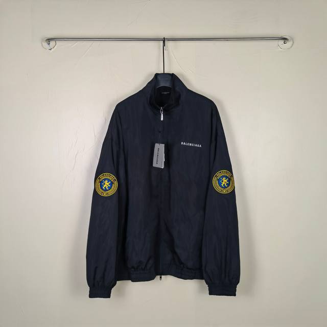 Blcg Uniform Patch Zip-Up40Fall秋冬系列圆标徽章刺绣运动冲锋衣夹克外套 颜色：黑色 尺码：1-2-3