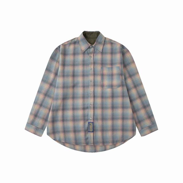 Mm6. 井柏然同款 Maisonmargiel*梅森马吉拉四角标缝线落日余晖夕阳粉色格纹长袖羊毛衬衫 注:原版复刻 衣服内含羊毛35% 切勿暴力机洗水洗 建议