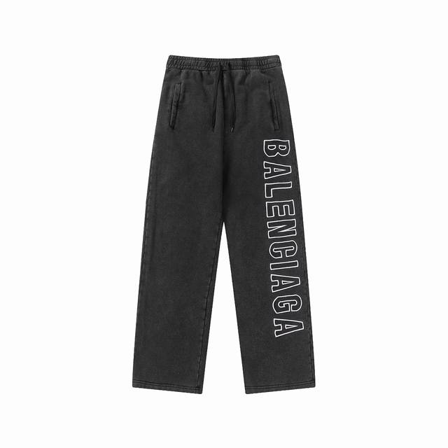 Blcg . 顶级版本 巴黎世家Outline Baggy Sweatpants In Black Faded 字母徽标Logo刺绣绣花运动长裤卫裤 面料：26