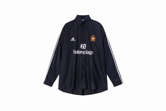 Adidas × Blcg × 曼联. 三方联名合作款三条杠胸前曼联队标Logo刺绣+Blcg徽标对中印花工艺长袖防晒衬衫外套 码数: 1 2 3 4