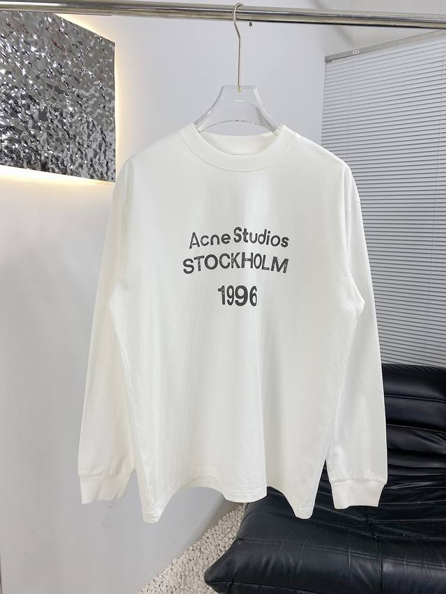 高版本 Acne25Ss新款Logo标语长袖T恤 面料定制定染 采用优质100%全棉 手感柔软舒适 布面干净细腻 克重300 进口直喷工艺 不挑人 随意搭配完美