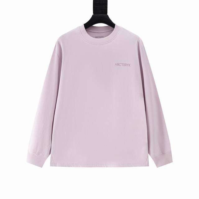 白底图 砍锁链 专机出大货 不是普通走线 肩膀走线不是直线衣角有斜度 印花正品水印 高版本280克双纱面料，Arcteryx始祖鸟 纯色圆领长袖T恤男女同款 原