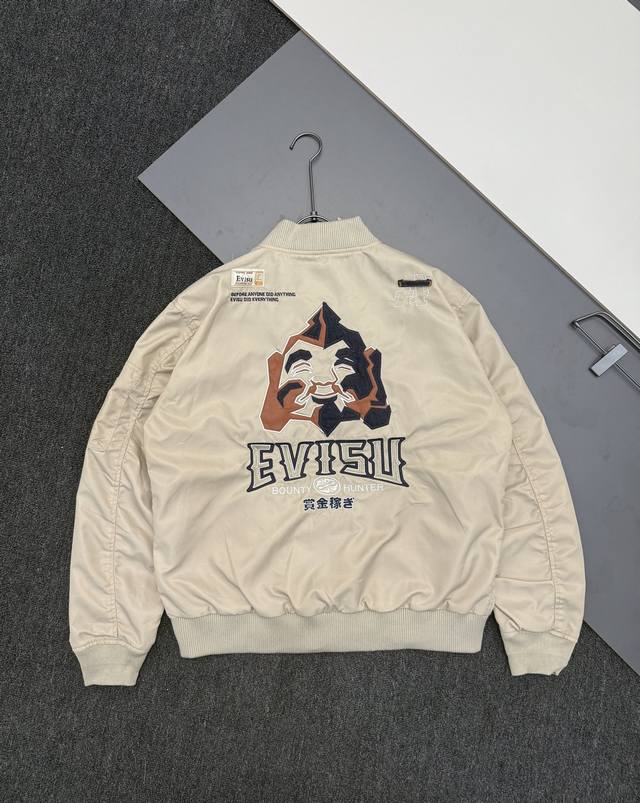 高版本 2025秋冬款Evisu福神男士佛头刺绣飞行夹克外套 尺码S-Xxl