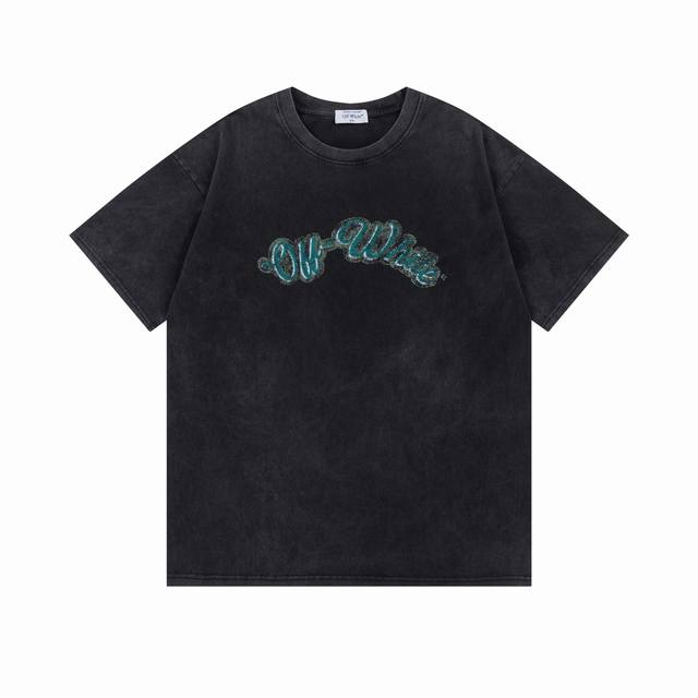 9101# 。Off White 25新款油画老人像洗水款短袖T恤 颜色：黑色 尺码：S M L Xl