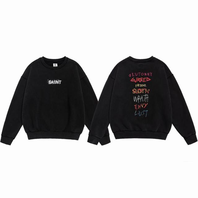 Saint Of Michael新款Crew Sweat Mx美式复古圆领套头宽松加绒做旧洗水长袖卫衣 面料：420G 款号：Sm606 码数：S-M-L-Xl