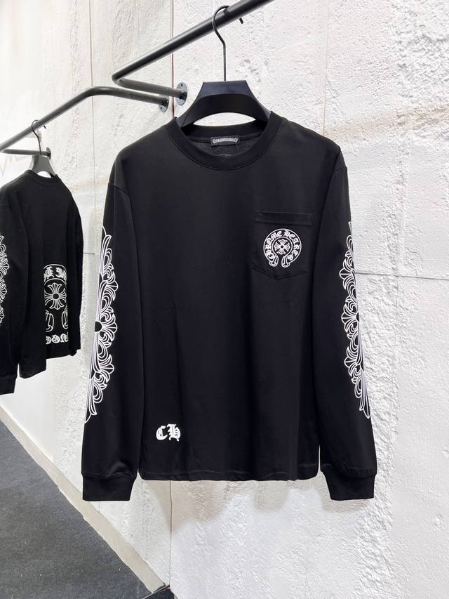 款号：T66 Chromehearts-Ch克罗心城市限定十字架梵文印花长袖 Size #S M L Xl 衣长 69 71 73 74 胸围106 110 1
