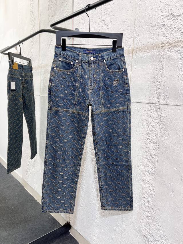 款号：H991 外套款号：H992 Louis Vuitton X Nigo 联名款 Fw25 绗缝拉链直筒刺绣工装牛仔裤 顶级天花板品质 不同水洗质感的款式，