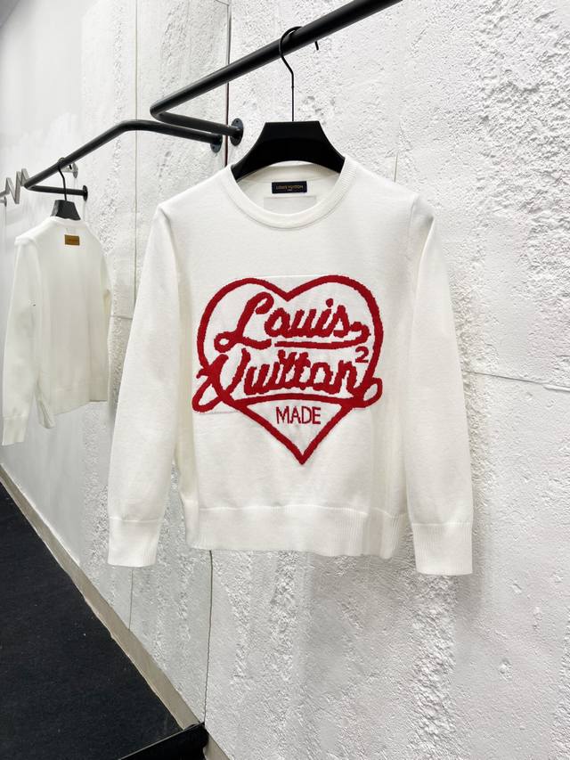 款号：T64 圆领Louis Vuttion 针织卫衣 纯棉面料 Colour：白色 Size：S-M-L