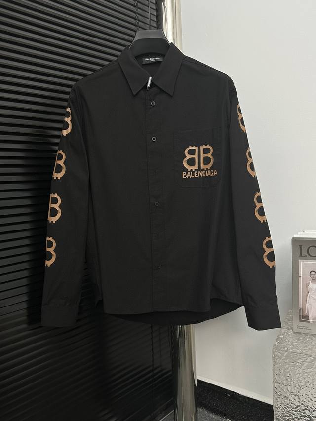 Balenciaga 巴黎新款涂鸦Bb字母衬衫 定织定染面料 重工水洗 立体裁剪 版型完美 上身绝绝子 印花釆用环保进口胶浆 工艺复杂 立体整洁 字母清晰无毛边