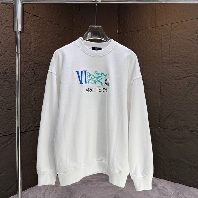 Arc* 鸟牌* 2025秋冬新款圆领卫衣 400克毛圈纯棉字母Logo绣花 颜色：黑色 白色 码数：S M L Xl Xxl