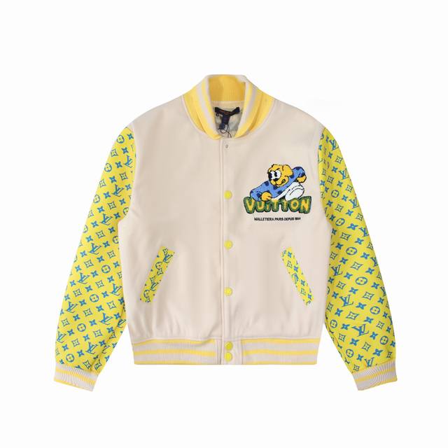 供 Louis Vuitton 路易威登Ss23撞色Logo印花 单排扣束腰棒球服 男款 黄色 Louis Vuitton，法国路威酩轩集团-Lvmh旗下品牌，