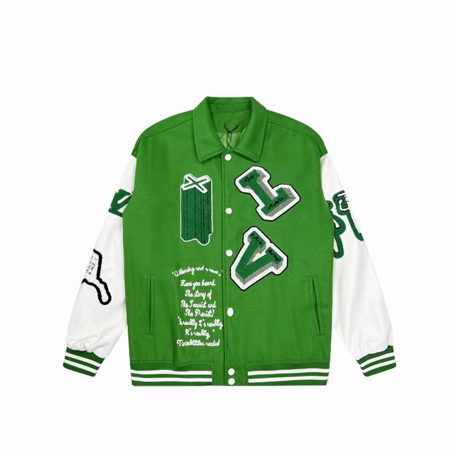 供 Louis Vuitton路易威登 Fw21 绿野仙踪刺绣棒球服 面料 ：80%羊毛 10％天然丝 10%绒 混合定制而成 面料不好找 定染耗时半个月 袖子