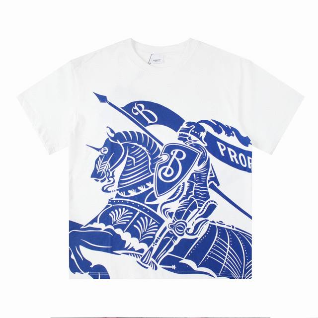 Burberry 巴宝莉 Bbr战马大印花 大Logo经典识标印花短袖T恤 精致升级 灵感源自八十年代复古 原版面料 官方同款 短袖T恤 定制260克同缸染面料