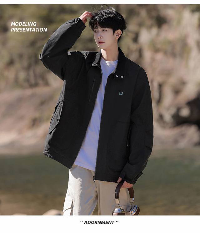 高品质斐乐25Ss秋季四色新款外套男潮流帅气夹克 衣服版型宽松 细节完美 梭织面料耐磨耐脏 立体裁剪宽松版型 立体硅胶标反复水洗不会开裂脱落 男女同款情侣款 颜