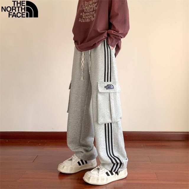 北面The North Face秋季新款，男女同款松紧腰抽绳侧边条纹立体大口袋时尚高品质华棉百搭卫裤，男士休闲裤，直筒裤，运动裤长裤！ 颜色:黑色，灰色，深灰色