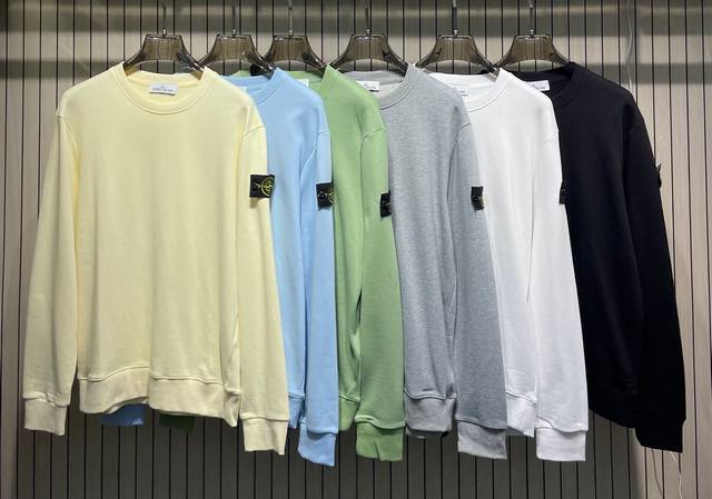 Stone Island石头岛 经典徽章标志圆领卫衣 颜色:黑色 白色 灰色 黄色 蓝色 绿色 码数:M-2Xl