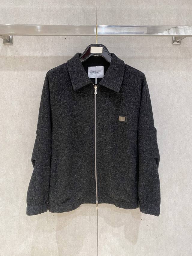 Bc-Brunello Cucineli 25Fw秋冬新款老钱风羊毛夹克翻领外套，选用进口羊毛面料混纺，立体有型，采用品牌Logo配饰，原版定制五金，原厂代工出