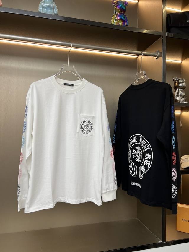 Chrome Hearts克罗心2025Fw新款彩色马蹄口袋情侣休闲长袖 最高版本！定制面料300克双纱全棉！马蹄口袋长袖！ 辅料：开模原版过鉴定领标 %真丝洗