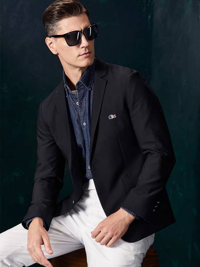 Lacoste 法国彩色鳄鱼25S秋季新款男士商务休闲针织西装外套，香港洋行渠道货 秋冬新品，高级秀场系列，官宣画册海报穿搭款！ 西装属于搭配季塑造性极高的奢物