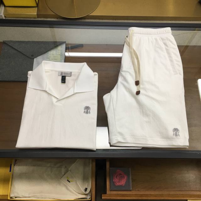 Shi 新品套装上衣短裤 Bc 拆卖 2025 Aw 早秋B*C 布内罗 天丝麻棉海鸥领马球Polo套装 定织定染天然轻质天丝棉麻纤维面料，在织物表面呈现麻特有