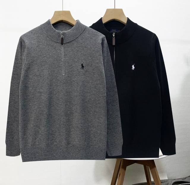 冬款毛衣 Polo拉夫劳伦-立领开衫男女同款舒适百搭美式刺绣小标半拉链针织毛衣 经典必入款！超实用！内里超舒适加绒设计.高克重订织订针织面料.领口拼接同缸染色螺