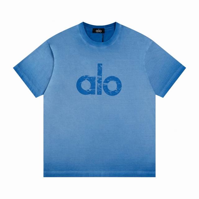 特价 只有Xs S 顶级品质 Alo 25年新款扎染渐变做旧水洗炒盐高街风短袖T恤 男女同款搭配情侣装 宽松挺括版型男女同款可搭配情侣 三标齐全该有的都有彰显排