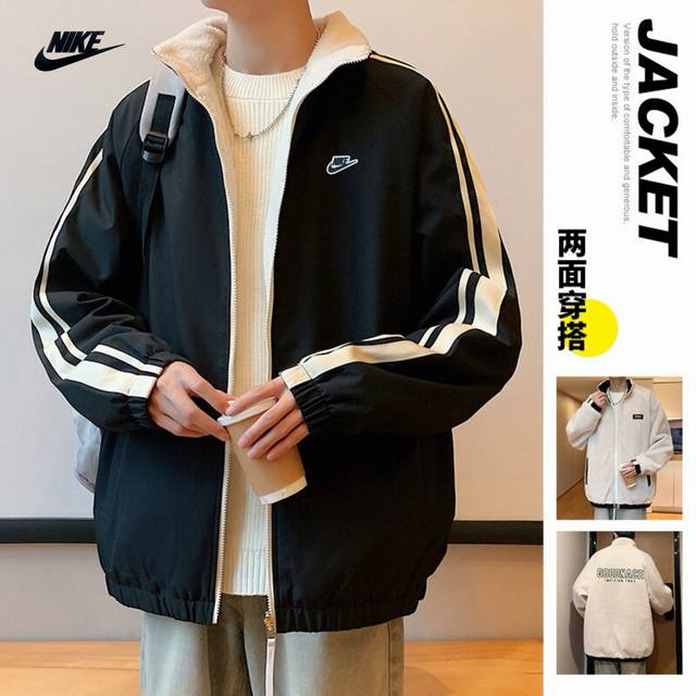 上新 Nike耐克海外版25Ss新款四色高品质Ins插色相拼羊羔毛两面穿羽绒棉服外套 Ins 整衣采用小格型提花设计 色调搭配恰到好处 经久耐看. 高品质工装梭