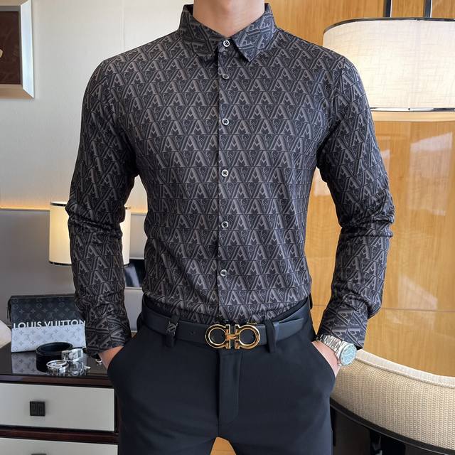 阿玛尼 Ss时尚大爆款精品长袖衬衫，贸易公司渠道货，品相完美如斯，属于入柜级别，可预见性的爆款，高级定制进口高级棉混纺面料，大师级剪裁，质感无敌，亲肤性极佳，非