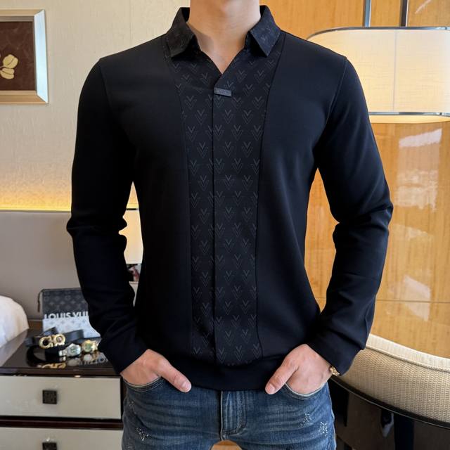 华伦天奴 2025Ss官网同步款 最高版本 秋冬爆炸款长袖T恤 气质高雅简洁大气又不失设计感！基本款修身版型 时尚 前卫 奢华极简百搭！中国风领口设计，顶级进口