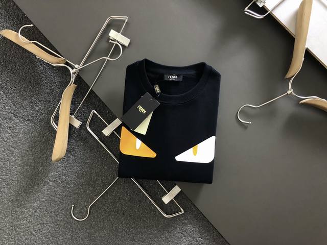 Fend* 22Fw黑色小眼睛Logo 圆领卫衣，绝对洋气原版级防伪镭射F幻彩标 原版版型丝毫不改。男女上身都万能搭代购正品级 Xs-L