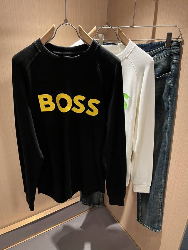 Boss 2025秋冬新款男女同款长袖打底衫，意大利原厂订单渠道，极具个性高级风，标志Logo图案压胶工艺设计！情侣款纯棉短袖T恤！！最新时尚潮流人气产物驾到，