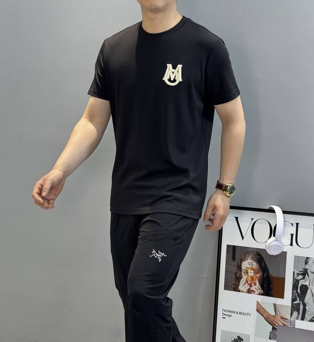 Moncle*蒙口25S新款莫代尔T恤.基础款推荐！胸口定制品牌图形Logo绣花.立体有型.干净清爽简单大方.不限年龄的单品推荐 常规版型！定制客供300克莫代