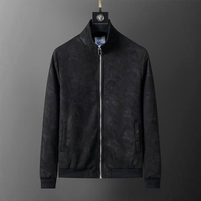 Mi 2640年秋冬新款立领夹克，官网同步 仿鹿皮绒 压花款 款式时尚大气 做工严谨 走线工整 上身效果好 原版定做五金拉链 现货M-3Xl 56048# 黑色