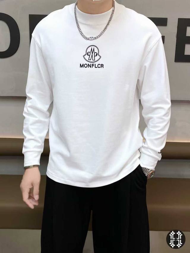 Moncl*R 蒙*口 2025年秋冬新款男士圆领套头卫衣。高品质欧货系列。重磅级尤物单品，高街混搭腔调有味，吸睛有力之作，胸前独特工艺制作图案，视觉效果丰富。