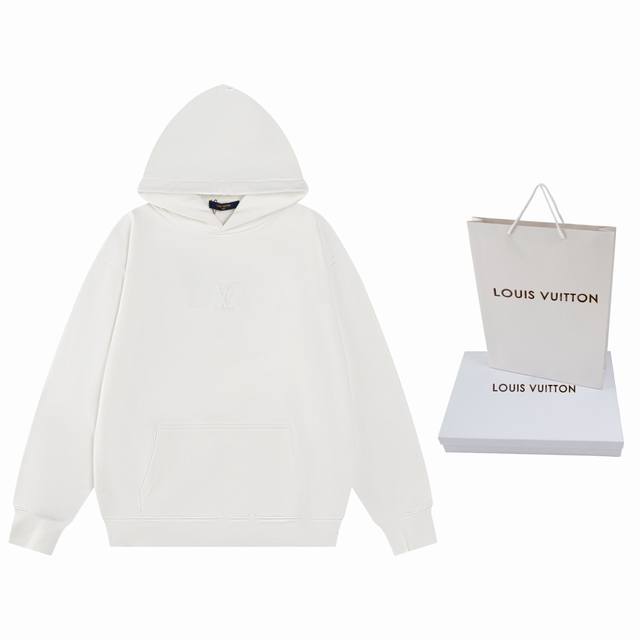 顶级版本.官网品质 Louis Vuitton*路易威登 Lv 标识压纹连帽卫衣 定制原版白云感亲肤纯棉卫衣绒料 以一袭纯净之白 是纯净与高雅的象征 标志性Lv