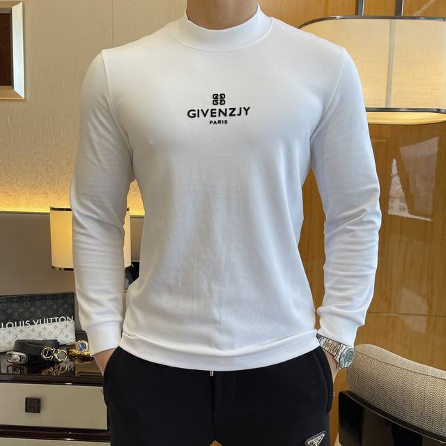 年后退换 G梵希- Ss秋装大爆款长袖保暖T恤，采用定制高级棉面料 时尚大牌元素Logo设计，柔软细腻舒适保暖，多重工艺制作，男人的衣柜都少不了基础打底衫 随时