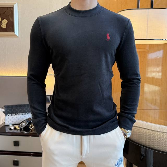 保罗 Ss秋装大爆款德绒长袖T恤，采用定制高级棉混纺面料 时尚大牌元素Logo设计，柔软细腻舒适保暖，多重工艺制作，男人的衣柜都少不了基础打底衫 随时随地都可以