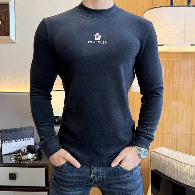 蒙口 灰色！ Ss秋装大爆款羊绒长袖T恤，采用定制高级棉混纺面料 时尚大牌元素Logo设计，柔软细腻舒适保暖，多重工艺制作，男人的衣柜都少不了基础打底衫 随时随