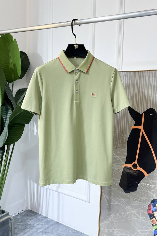 爱玛仕 2025Ss春夏新款Polo领短袖系列。精选优质丝光珠地棉面料，时尚大牌元素Logo设计，上身版型超赞，面料细腻舒适透气，随意搭配都超级好看时尚型男必备