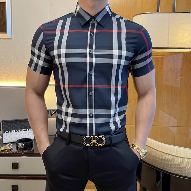 B宝莉 2025Ss春夏时尚大爆款短袖衬衫，贸易公司渠道货，品相完美如斯，属于入柜级别，可预见性的爆款，高级定制进口长绒棉面料，大师级剪裁，质感无敌，亲肤性极佳