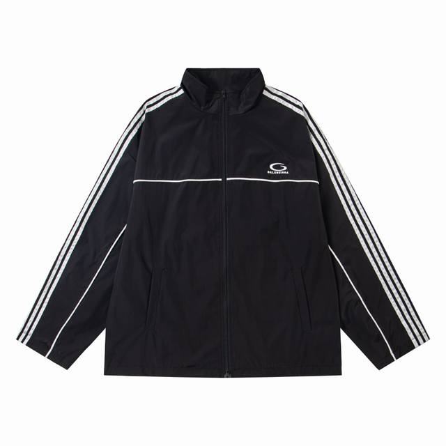 巴黎世家 Balenciaga 25Fw Large Tracksuit Jacket In Black 2025 秋冬新款五道杠拉条Loop Sports I