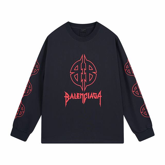 顶级版本 大货细节图 #23Fw异形双B裂纹印花长袖# Balenci*Ga巴黎# 面料采用260G巴黎专用双纱*高克重1比1双纱罗纹 前后幅左右袖子采用进口丝