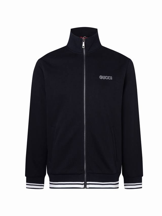 Zp版本 -Gucci官网经典款 标识精密刺绣磨毛抓绒加厚款外套 男女同款 -采用Zp定制定染520G复合绒抓绒面料 螺纹同缸定染零色差 全套辅料定制 区别市面