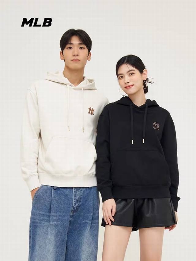 052# Mlb新款连帽卫衣，男女同款 新款连帽卫衣 面料：380克纯棉毛圈 颜色：杏色 黑色 灰色 码数：S M L Xl Xxl