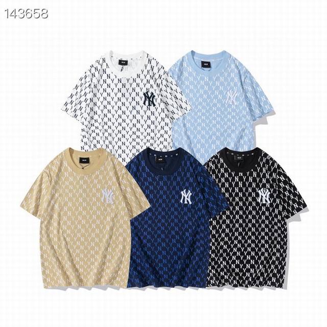 Mlb 满身印纯棉情侣短袖T恤 款号 -019 颜色 白色 卡其 黑色 天蓝色 藏青色 码数 S.M L Xl.Xxl